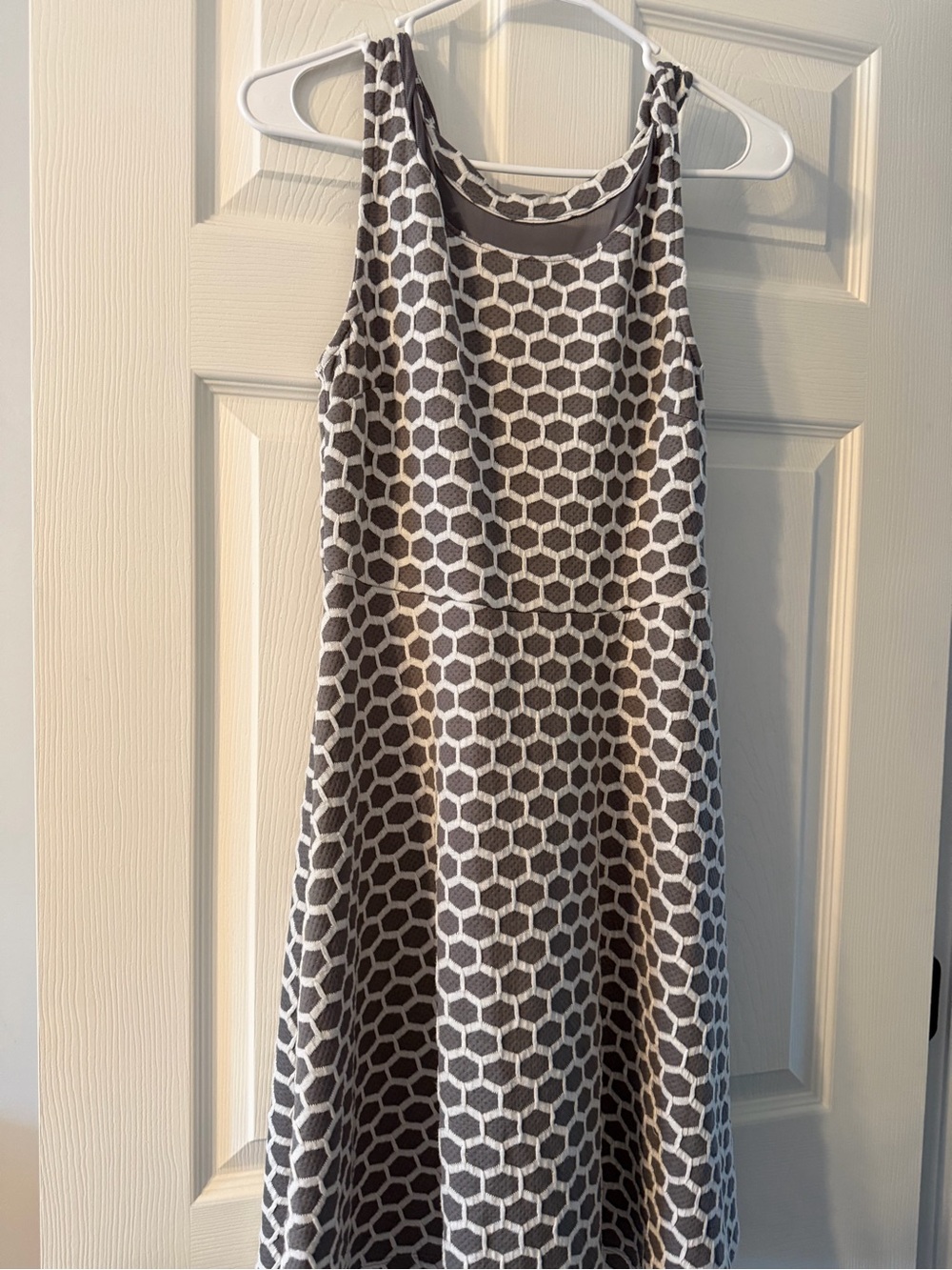 Pixley Gray and White Geometric Knit Casual Dress